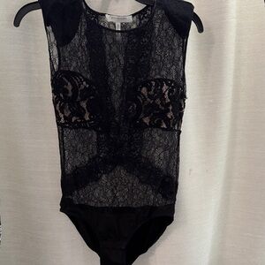 BCBGMaxAzria Black Lace Bodysuit